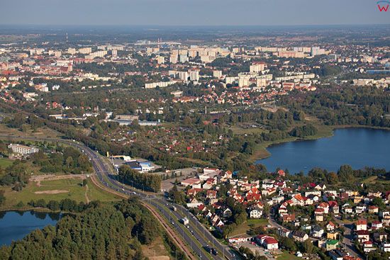 Lotnicze, EU, PL, warm-maz. Olsztyn. Panorama na na miasto od strony osiedla Dajtki.